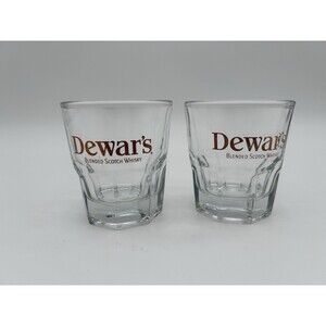 Dewars Blended Scotch Whisky Glasses 2 White Label 4 Oz Flagship Clear Libbey